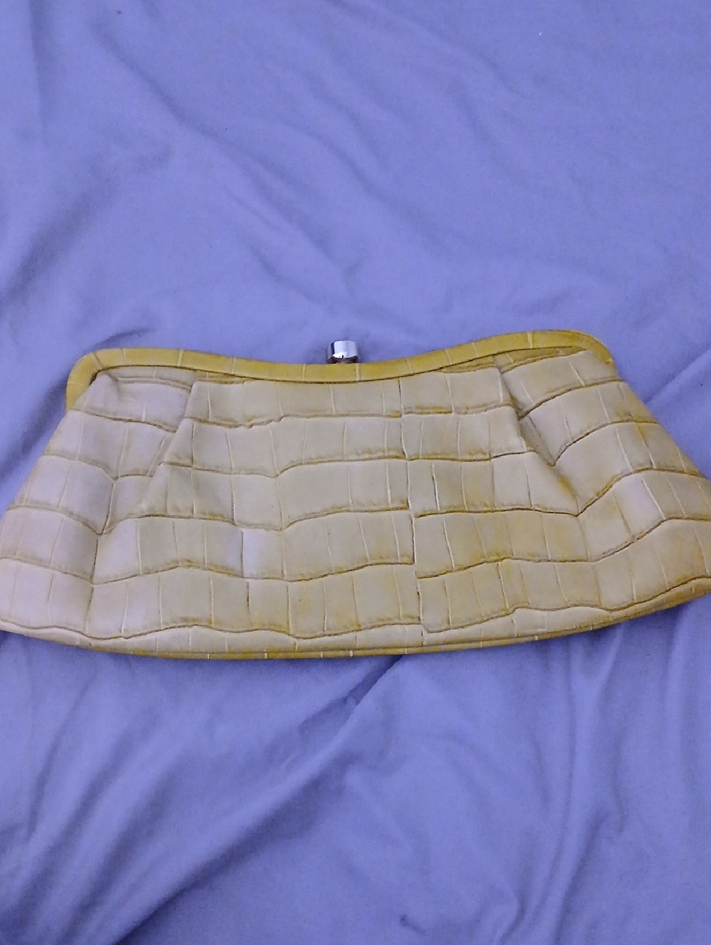 Banana Republic Yellow Croc-Embossed Clutch with Top Frame